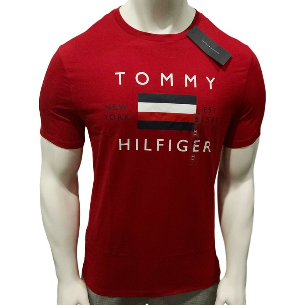 NWT TOMMY HILFIGER AUTHENTIC MENS RED CREW NECK SHORT SLEEVE T-SHIRT SIZE S